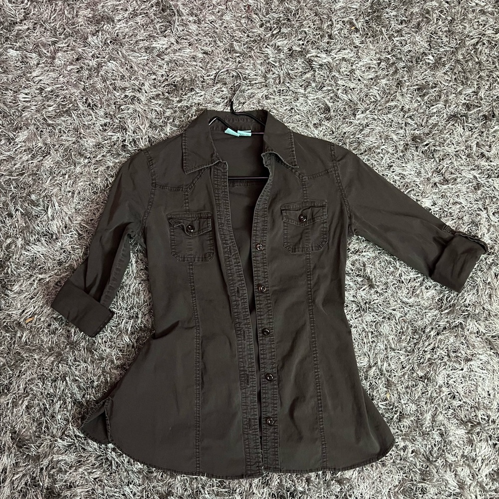 Dark Brown Button-Up Shirt